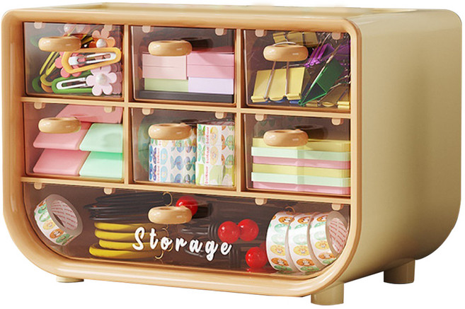 코코로이 다기능 7분할 수납함, 브라운, 3단