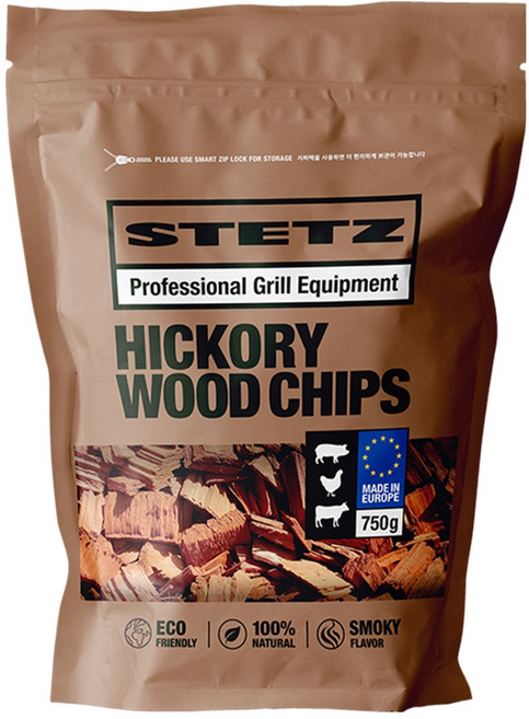스테츠 캠핑용 히코리 바베큐 훈연칩, 750g, 1개