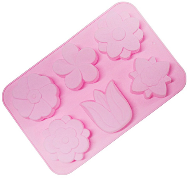 플라워 몰드 6구, 핑크, 1개