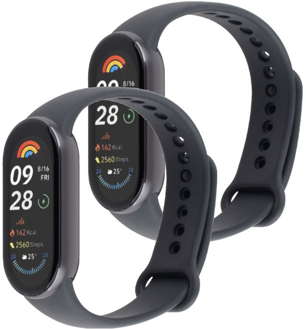 구스페리 스마트워치 실리콘 스트랩, 블랙, 2개