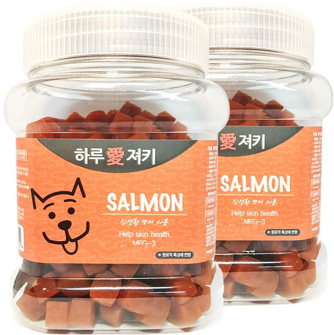 하루애 강아지 져키, 연어, 400g, 2개