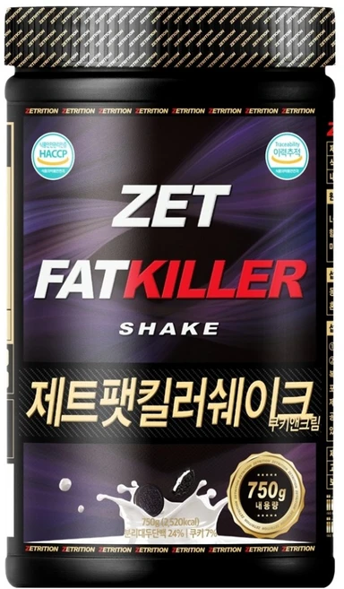 제트리션 제트팻킬러쉐이크 쿠키앤크림 식사대용 다이어트쉐이크, 750g, 1개 - 쿠팡
