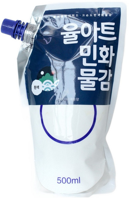 율아트 대용량 동양화 민화물감 흰색, 500ml, 1색