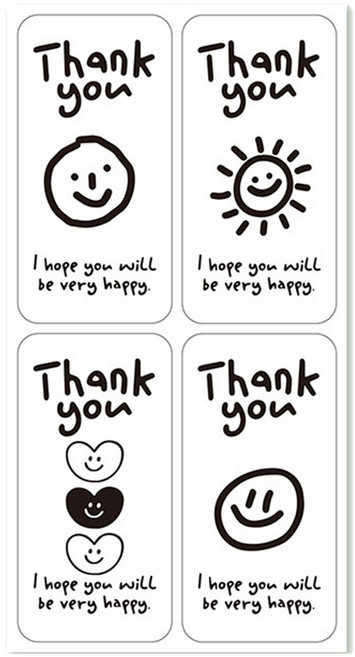 길그리 미니 직사각 포장 데코 스티커, 01 A, 100개