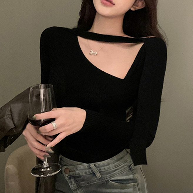 시크힐즈 여성용 레트로 유니크 홀더넥 티셔츠 00874