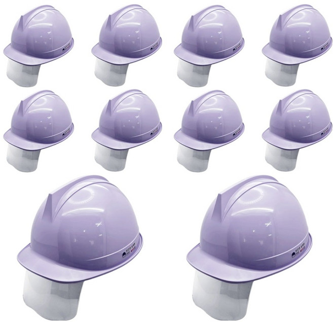 동명 건설현장 공사장 머리보호 안전모 투구형 보안경 ABE등급 라이트퍼플, 10개