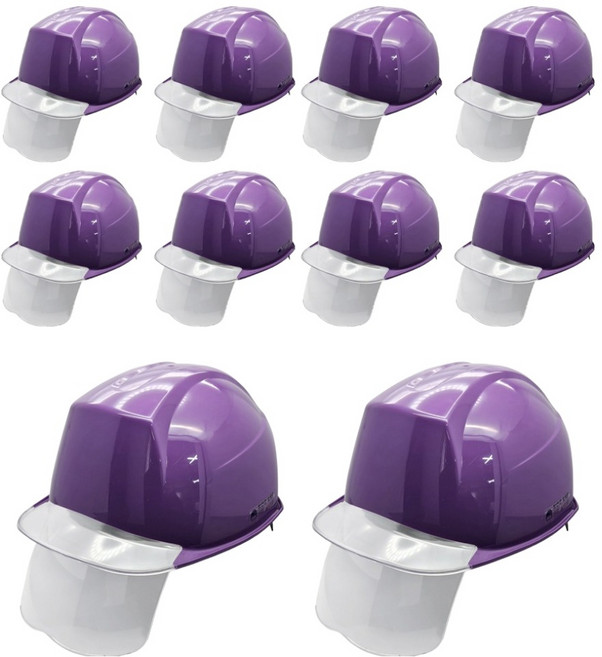 동명 건설현장 공사장 머리보호 안전모 신투구형 투명창 보안경 ABE등급 퍼플, 10개