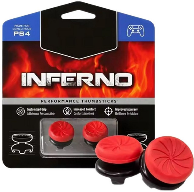 컨트롤프릭 PS5 플스5 XBOX 듀얼센스 게임패트 컨트롤러 키높이 스틱 캡 커버 필템 2p, 인페르노 레드, 1개