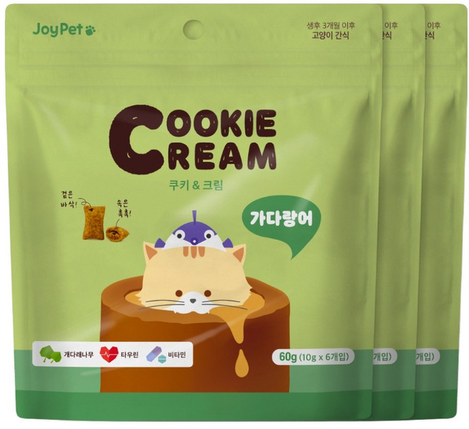 조이펫 고양이 쿠키 앤 크림 간식, 가다랑어, 60g, 3개