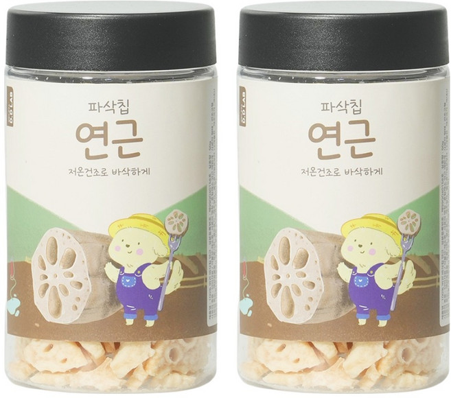 댕댕이연구소 강아지 디디랩 파삭칩 저온건조 과일 채소 간식, 연근, 50g, 2개