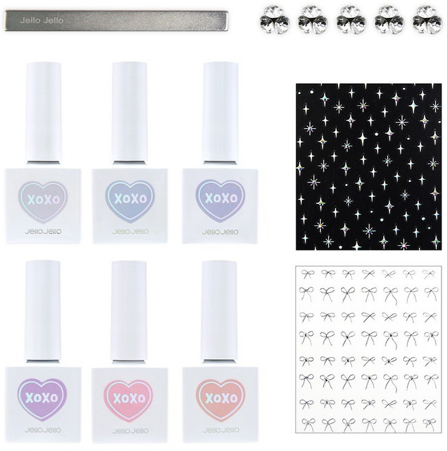 젤로젤로 XOXO 컬렉션 세트, 1세트, 자석젤 6종 + 네오디움 자석 + 파츠 5p + 스티커 2종