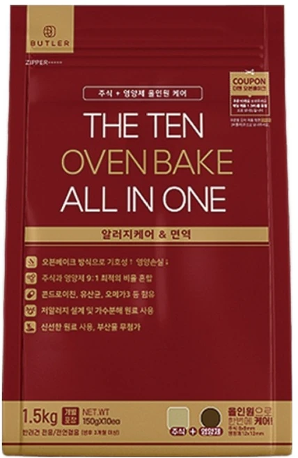 더텐오븐베이크 전연령 강아지 올인원 알러지케어 면역 건식사료, 곤충, 1.5kg, 1개 - 쿠팡