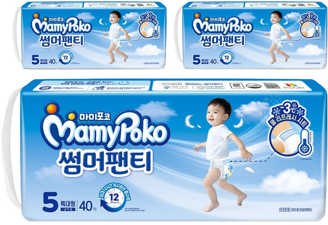 마미포코 2025 썸머팬티 기저귀 남아용 특대형, 5단계, 120매