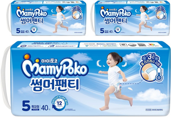 마미포코 썸머팬티 팬티형 기저귀 여아용 특대형, 5단계, 120매