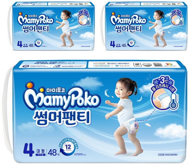 마미포코 2025 썸머팬티 팬티형 기저귀 여아용 대형, 4단계, 144매