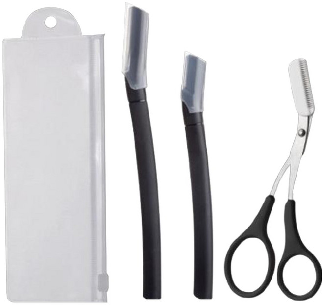 아늑공간 눈썹칼 눈썹가위 세트, 1세트, 블랙