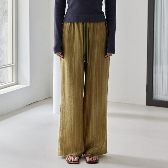 38COMEONCOMMON 女款 Cozy Stripe 鬆緊帶長褲