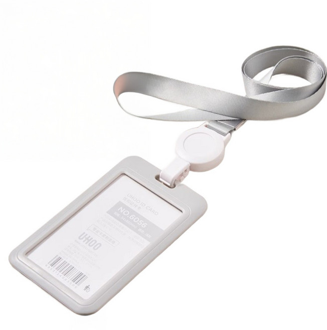 엠페니 릴홀더 사원증 케이스 목걸이, 그레이, 1개