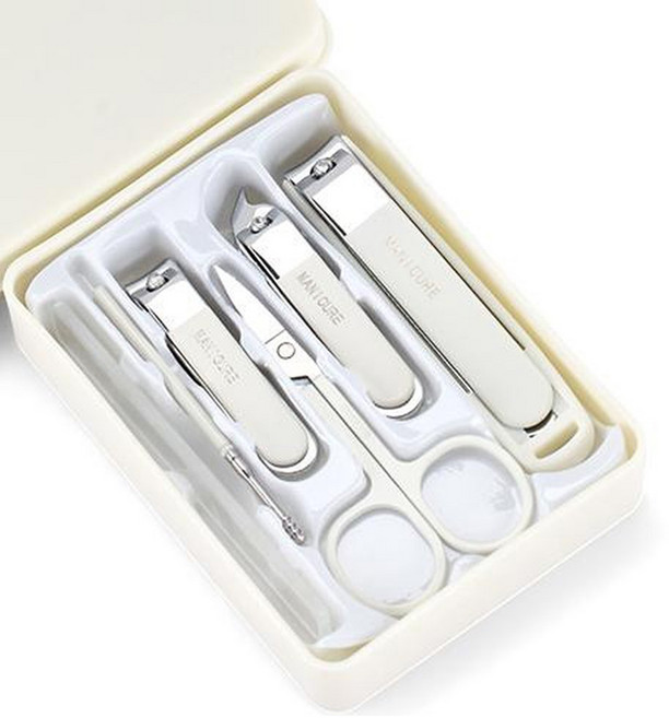 셀리빙 튐방지 인체공학적 디자인 손톱깎이 6종 세트, 1세트, 아이보리