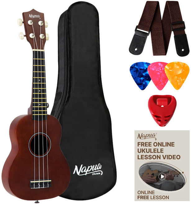 나푸아 입문용 우쿨렐레 초보 패키지 세트 NU330S BN, 소프라노, 1개