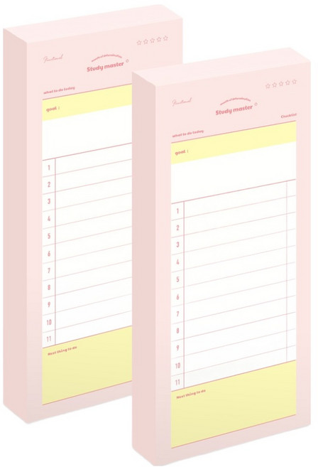 뮤니드 체크리스트 핸디 메모패드, 핑크, 2개, 80매