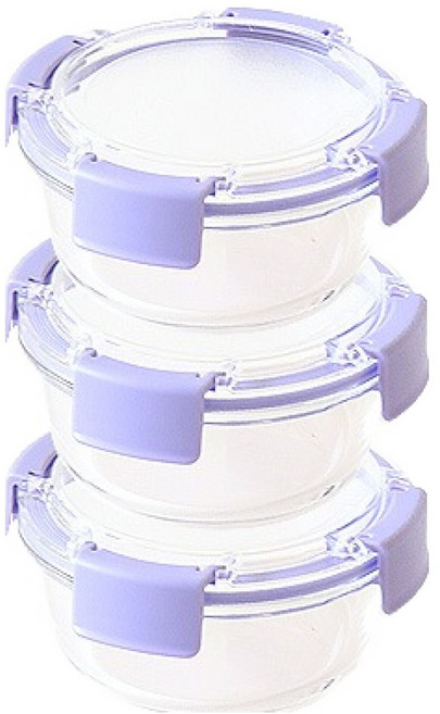 라임올리브 강화유리 원형 밀폐용기 400ml G190, 3개, 밀폐용기 400ml 3p