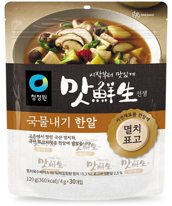 맛선생 청정원 멸치표고 국물내기한알 30p, 120g, 1개