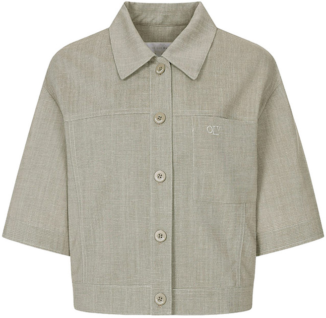 올리브데올리브 여성용 배색 스티치 크롭 자켓