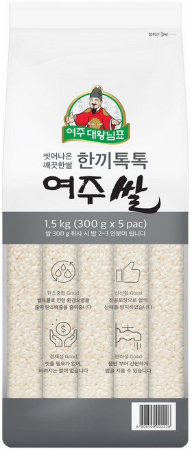 대왕님표 씻어나온 한끼톡톡 여주쌀 상등급, 300g, 5개