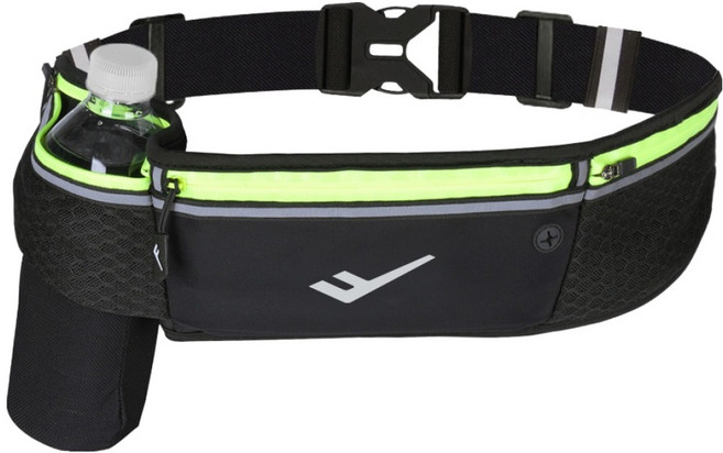 프로스펙스 남녀공용 멀티 포켓 러닝 벨트, 블랙, 1개