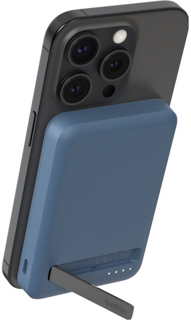 벨킨 부스트업 프로 Qi2 15W 마그네틱 무선 충전 스탠드 보조배터리 5000mAh, BPD006fqBL, 블루