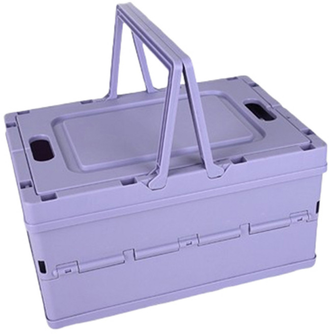 홈플로우 배색 컬러 접이식 폴딩 손잡이 수납 보관케이스, 퍼플, 1개