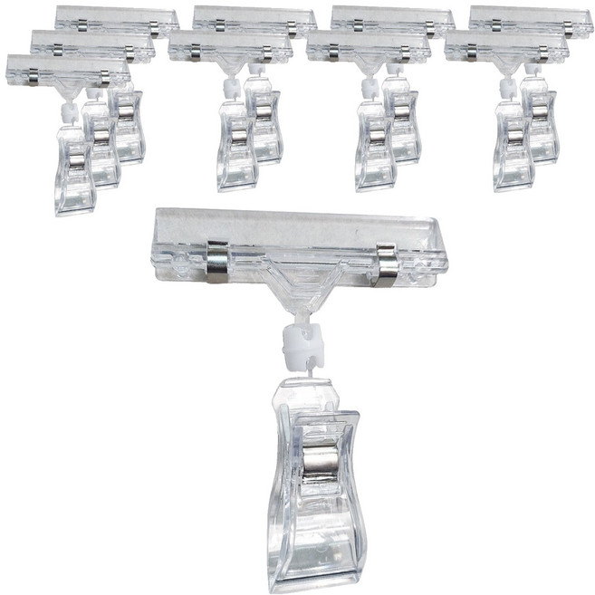 코히모 관절형 POP 꽂이 양방향 투명 집게 클립 5W0139, 10개