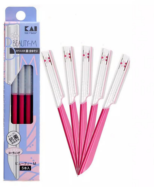 아늑공간 스킨플래닝 눈썹 칼 얼굴 솜털 제거용 미용칼 5p 135-30-15, 1개, 핑크