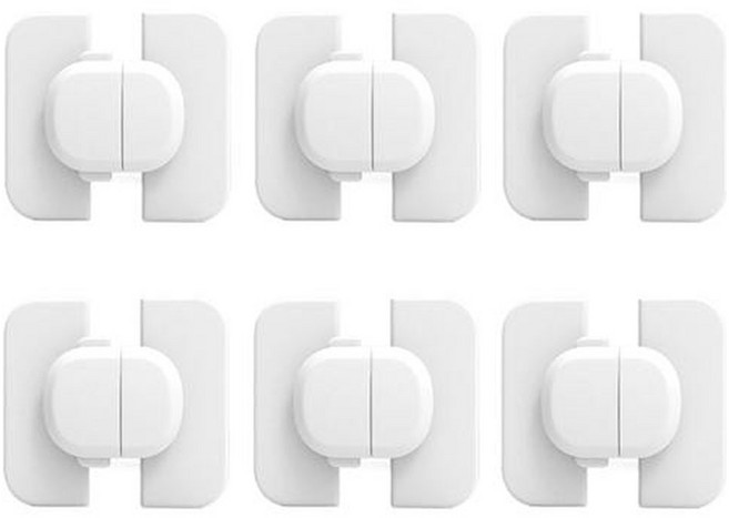 셀리빙 서랍 냉장고 자석 문 잠금장치, 화이트, 6개