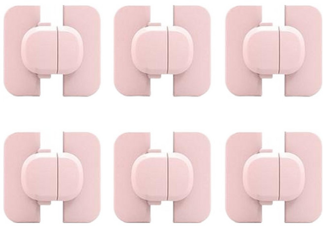 셀리빙 서랍 냉장고 자석 문 잠금장치, 핑크, 6개