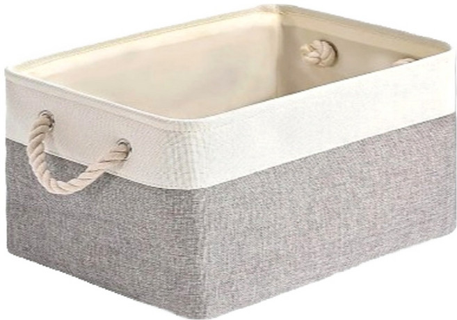 리리빙 접이식 패브릭 수납 바구니, 그레이 + 화이트, 1개