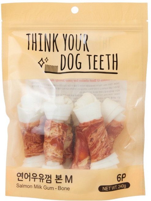 띵크유어도그티 강아지 딩고껌 중형 6P, 연어, 240g, 1개