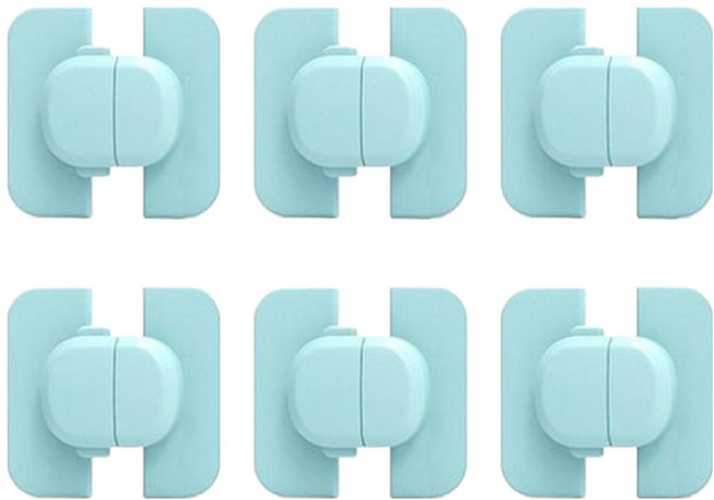 셀리빙 서랍 냉장고 자석 문 잠금장치, 블루, 6개