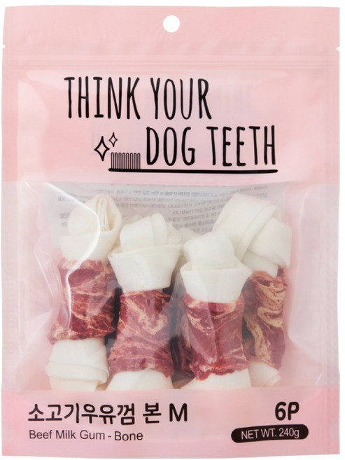 띵크유어도그티 강아지 딩고껌 중형 6P, 소고기, 240g, 1개