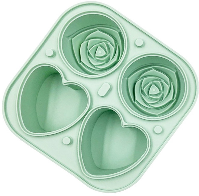 구디푸디 실리콘 얼음 트레이 하트 장미꽃, 혼합색상, 1개