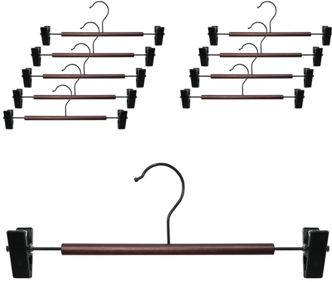 WhiteRabbit 프리미엄 원목 집게 바지걸이, 월넛, 10개