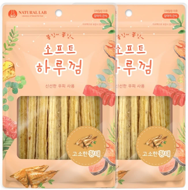 네츄럴랩 강아지 소프트 하루껌 간식, 황태 맛, 85g, 2개 - 쿠팡