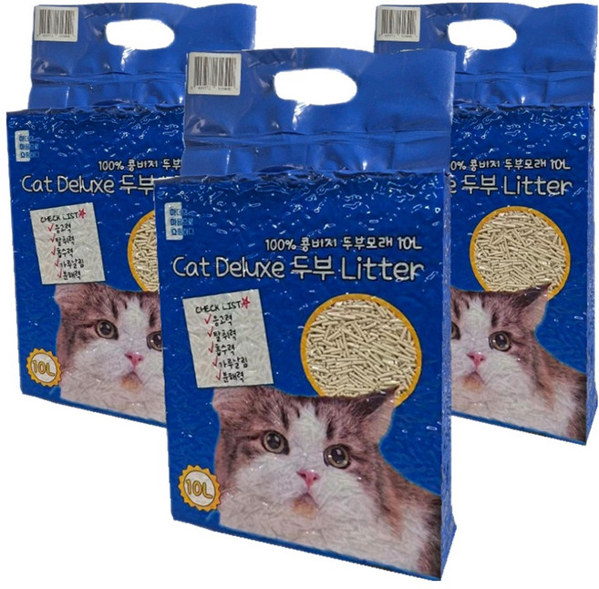 마마쇼 캣 디럭스 두부 리터 고양이 모래, 10L, 3개, 오리지널