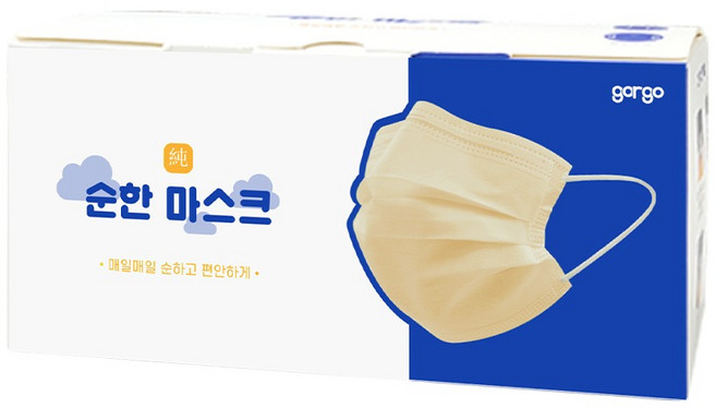 고르고 순한 숨쉬기편한 일회용 덴탈 컬러 마스크, 50개입, 1개, 베이지