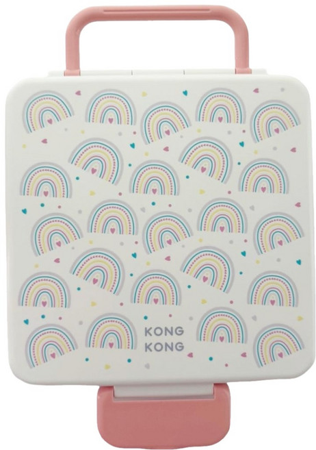 콩콩 큐브 밀폐 도시락통, 화이트 무지개, 1개