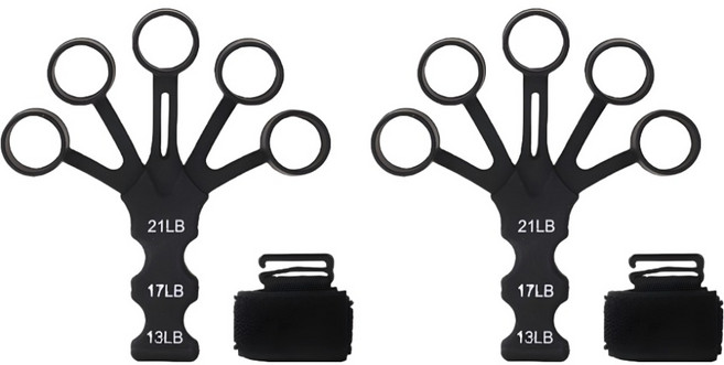 저스트픽 손가락 트레이닝 악력기 2p 세트, 블랙, 1세트