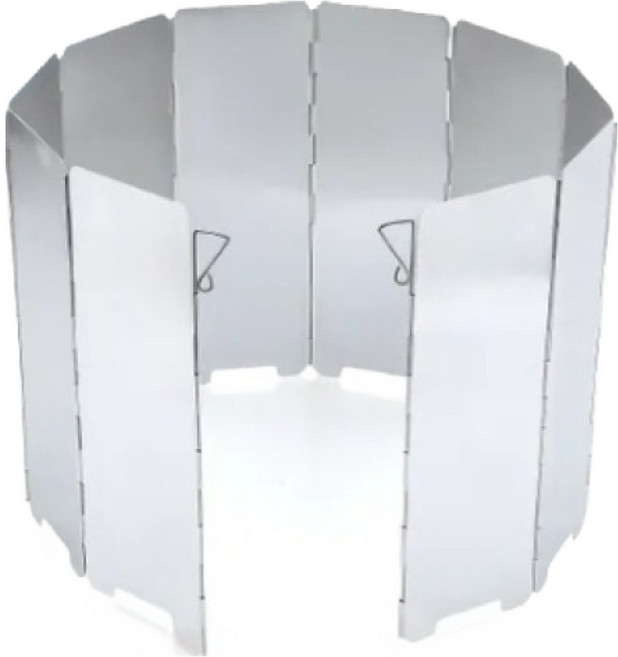 퓨오라 알루미늄 윈드스크린 10단 접이식 버너 바람막이, 실버, 1개