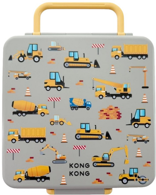 콩콩 큐브 밀폐 도시락통, 그레이 중장비, 1개