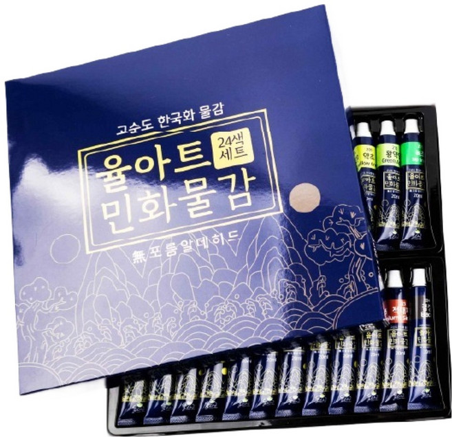 율아트 선명한 색감 민화 물감 안료 세트, 20ml, 24색